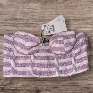 Zara tweed corset top size M NWT